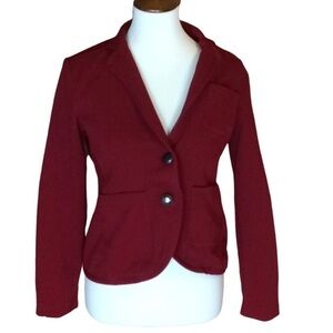 Lands’ End burgundy knit blazer jacket Size 4